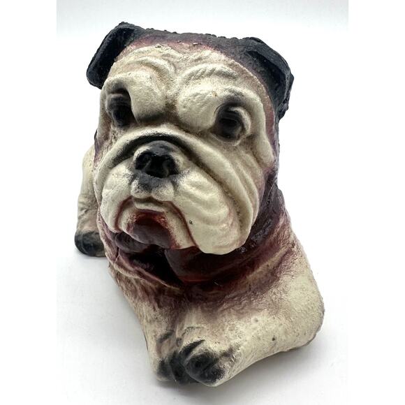 Antique Hubley Old English Bulldog Laying Down Cast Iron Still Penny Bank Rare - Picture 2 of 13